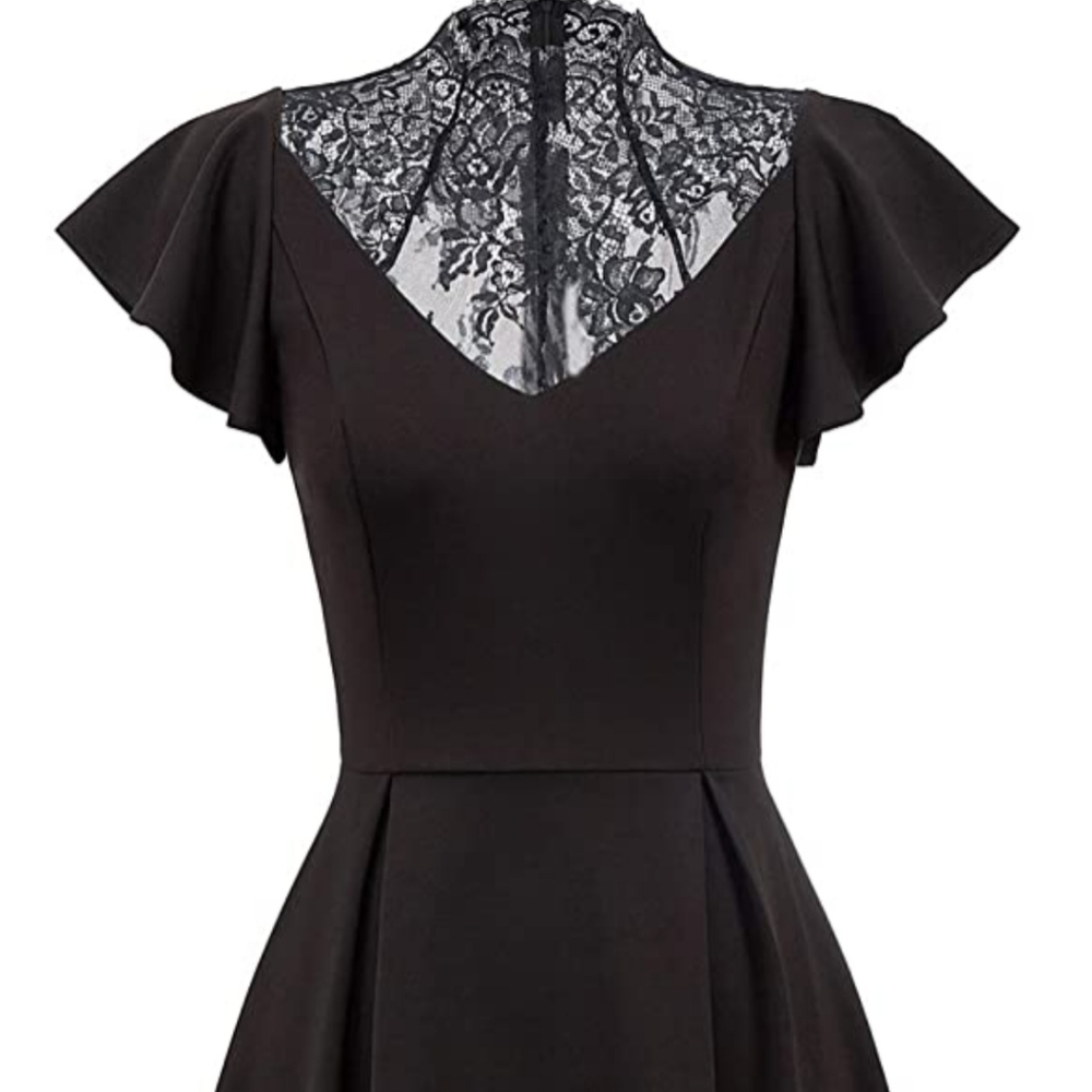 Black Gothic romance dress with high neck